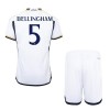 Camisolas Real Madrid Bellingham 5 Criança 1º Equipamento Principal 2023-24 Manga Curta